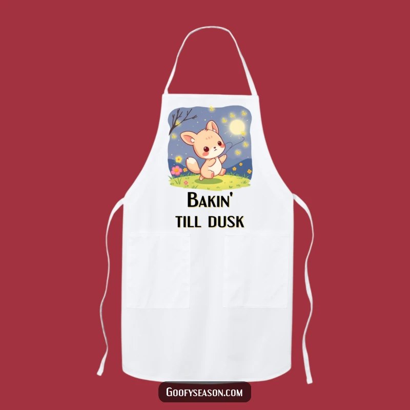 Funny Kawaii Firefly Chase Apron - Whimsical Summer Kitchen Fun Gift