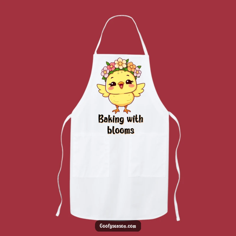 Funny Chick Flower Crown Apron: Joyful Kitchen Accessory, Gift