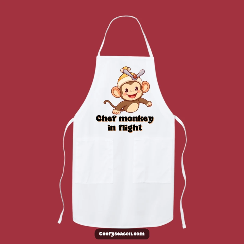 Funny Monkey Pilot Apron: Cheerful Character Flying, Cook Up Some Fun!