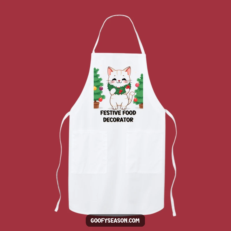 Funny Cat Tree Decorating Apron - Hilarious Kitchen & Holiday Gift