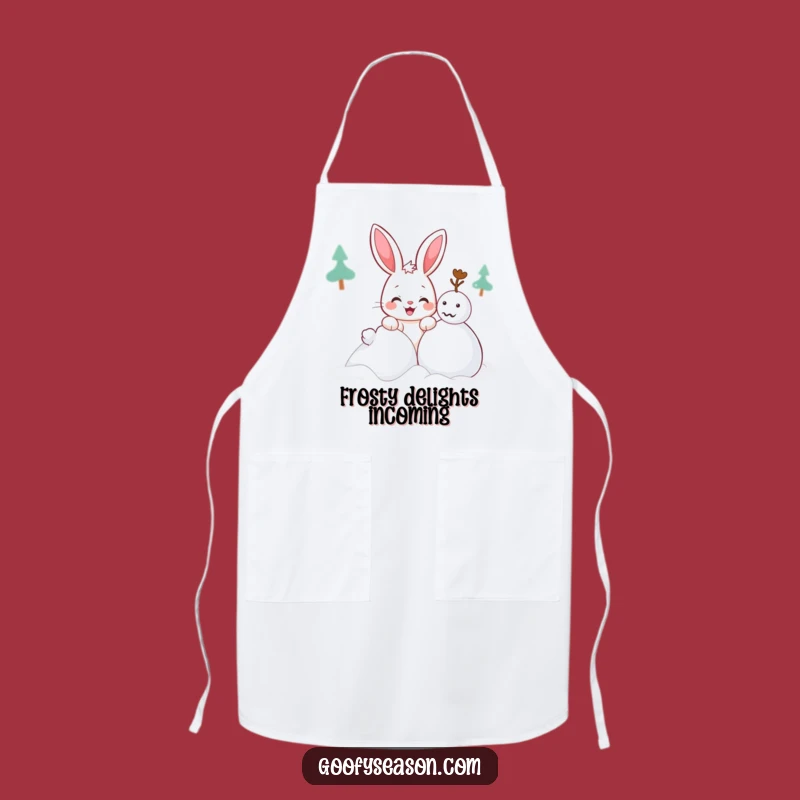 Funny Kawaii Bunny Snowman Apron: Kitchen Fun for Winter Bakers