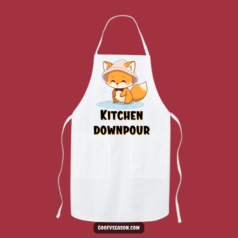 Funny Fox Puddle Apron: Chef-Worthy & Hilarious Rain Kitchen Wear