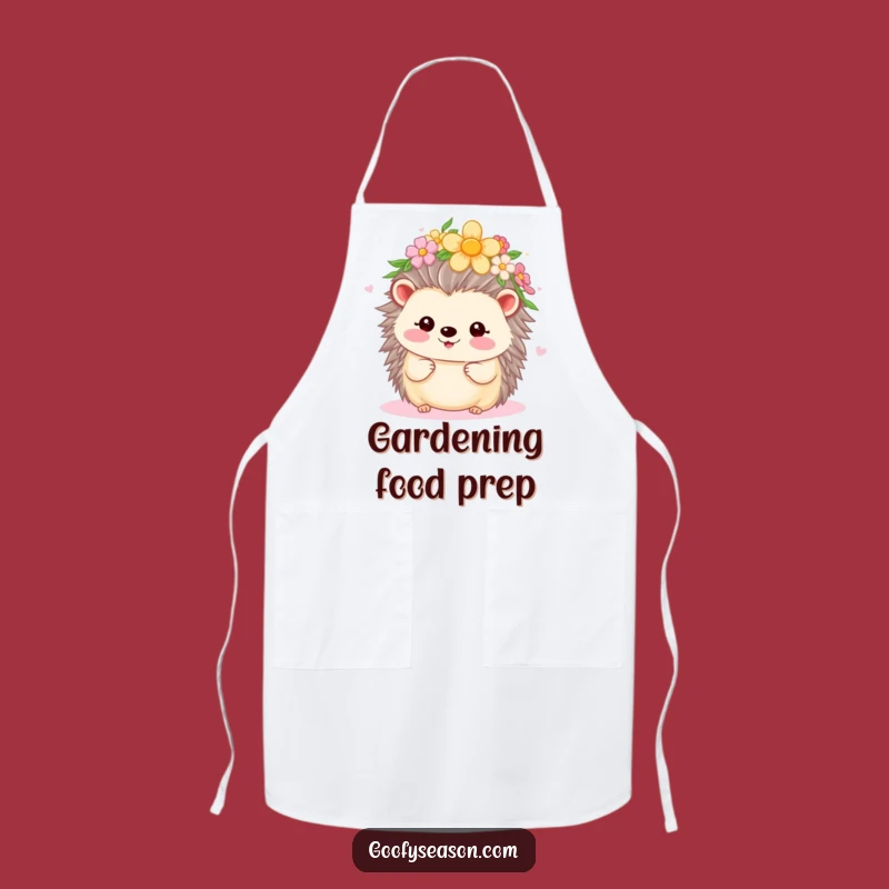 Funny Kawaii Hedgehog Flower Crown Apron - Spring Baking Essential