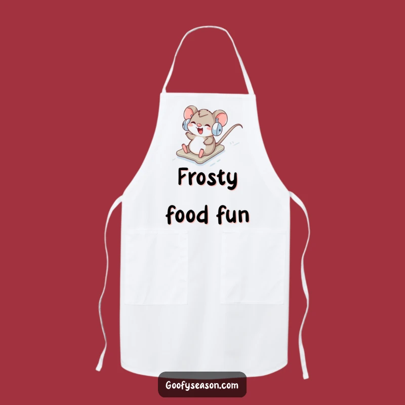 Funny Mouse Apron: Winter Chef's Snow Slider Delight, Humorous Gift