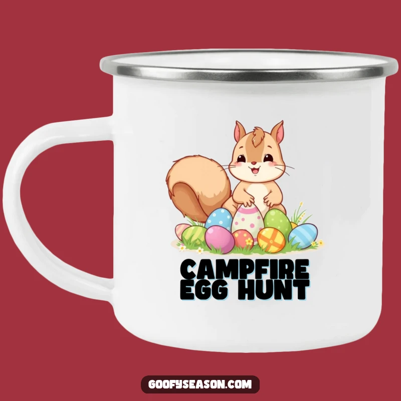Funny Kawaii Easter Squirrel Camping Mug - Excited Egg Hunt Outdoor