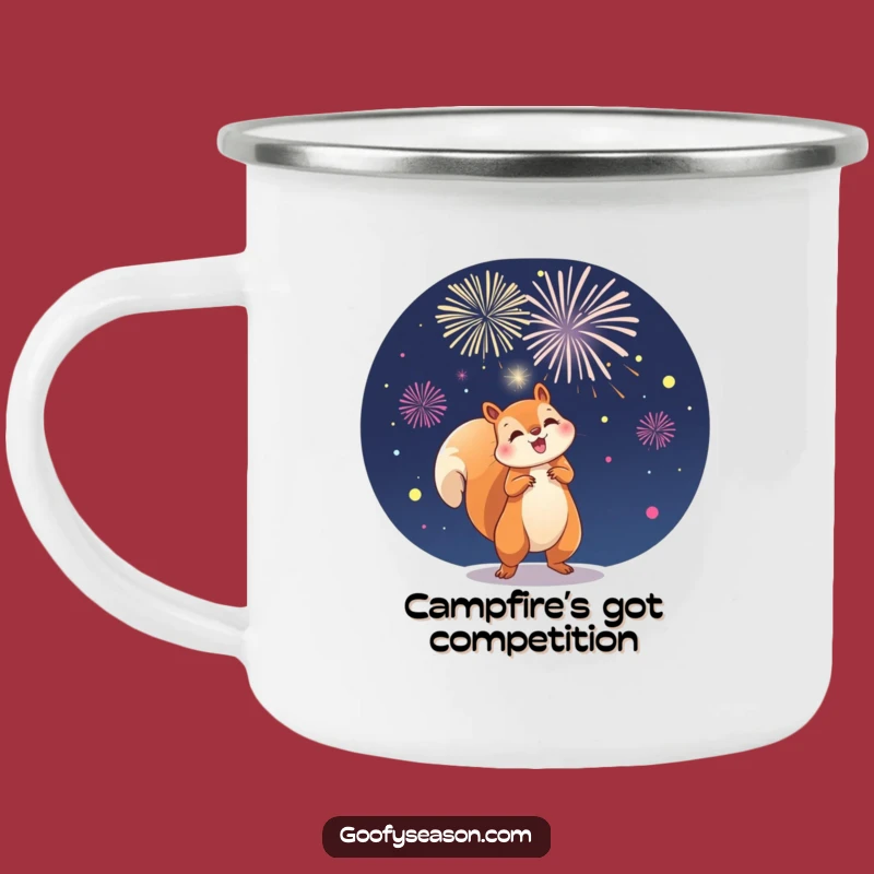 Funny Squirrel Fireworks Camping Mug: Enjoy Nighttime Views with Flair