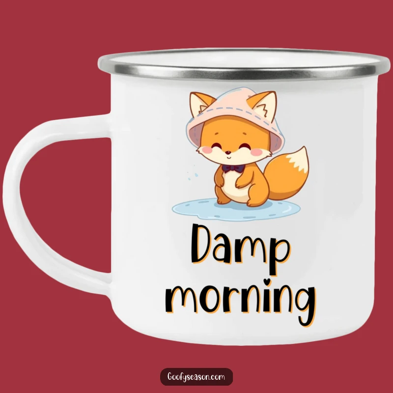 Funny Fox Puddle Camping Mug: Adventure-Ready & Hilarious Rain Drinkware