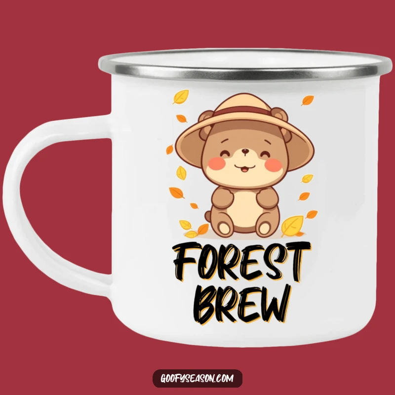 Funny Bear Leaf Catching Camping Mug: Adventure-Ready & Hilarious Autumn Drinkware