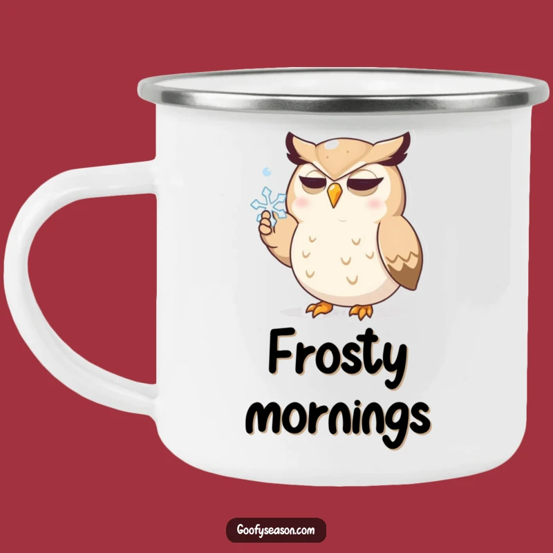 Funny Owl Snowflake Camping Mug - Durable Enamel Mug, Perfect Funny Gift