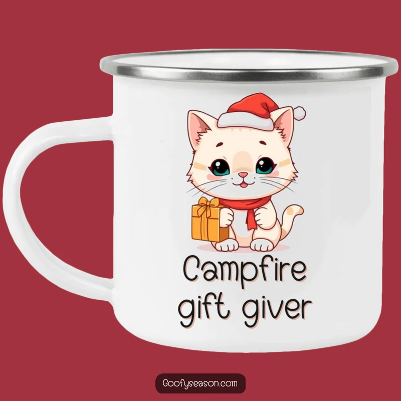 Funny Cat Santa Hat Camping Mug: Sip Holiday Cheer with This Hilarious Gift