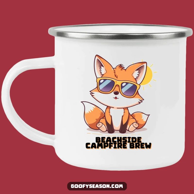Funny Fox Beach Day Camping Mug: Sunny Adventures & Cool Brews