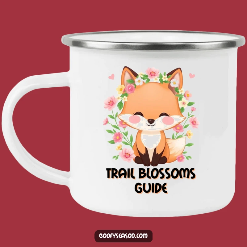 Funny Fox Camping Mug, Spring Outdoor Brews, Floral Nature Gift