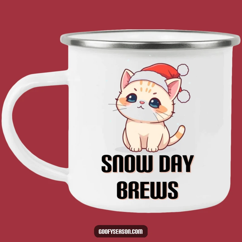 Funny Kawaii Cat Snowflake Camping Mug: Cute Santa Cat Adventure Gift