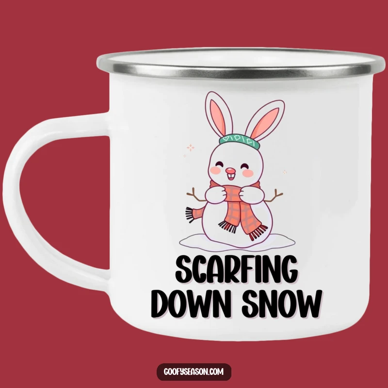 Funny Bunny Snowman Camping Mug: Enjoy Hot Drinks with Winter Laughs