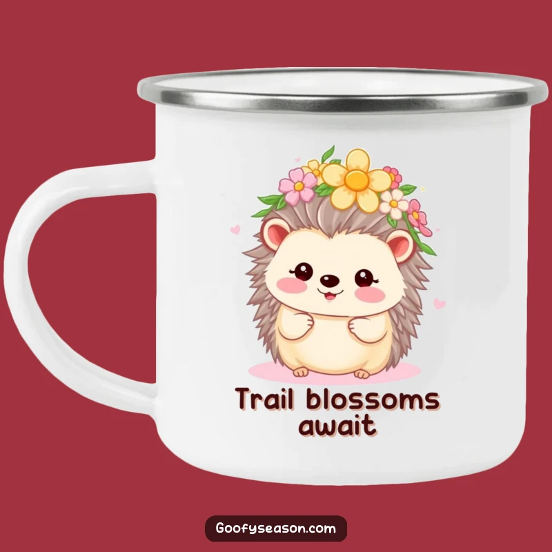 Funny Kawaii Hedgehog Flower Crown Camping Mug - Outdoor Spring Gift