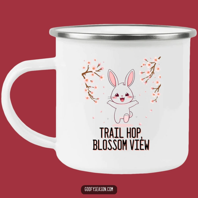 Funny Bunny Cherry Blossom Camping Mug: Spring Adventures, Adorable Funny Gift