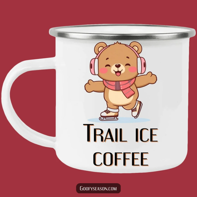 Funny Bear Ice Skating Camping Mug: Winter Adventures & Hot Drinks