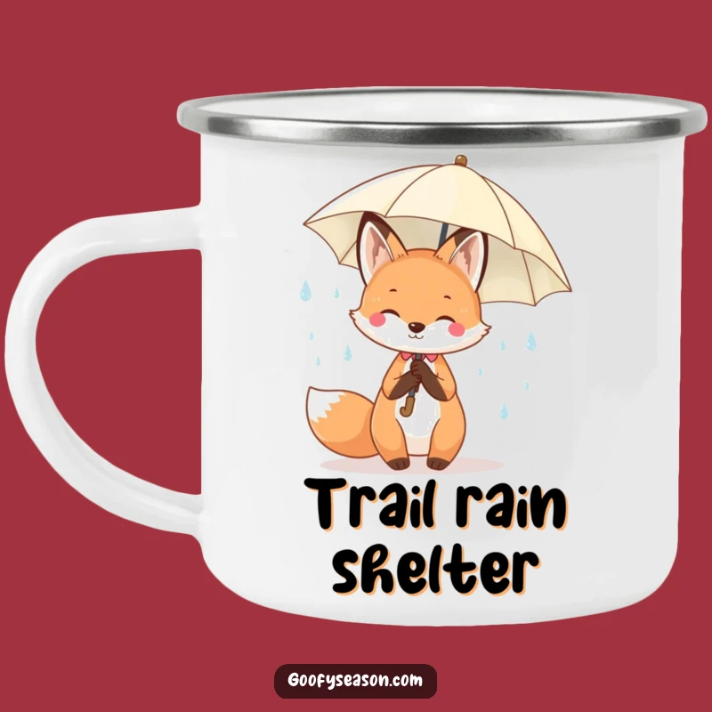 Funny Kawaii Spring Fox Camping Mug - Cheerful Raindrops Outdoor