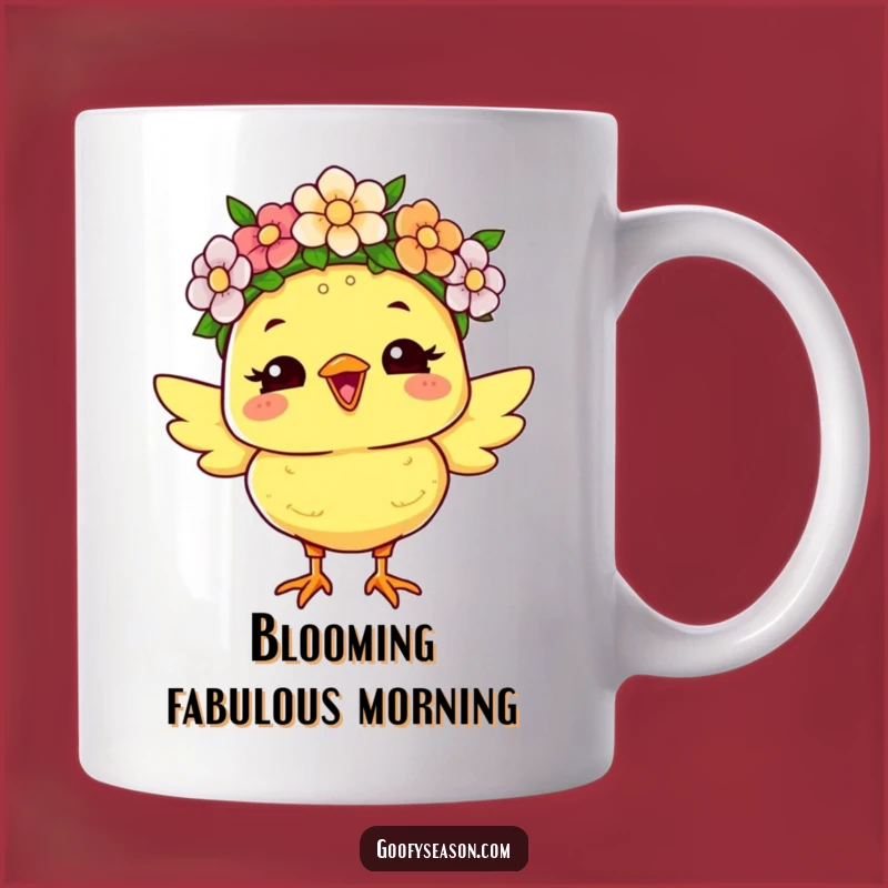 Funny Chick Flower Crown Mug: Joyful Spring Vibes, Perfect Gift Idea