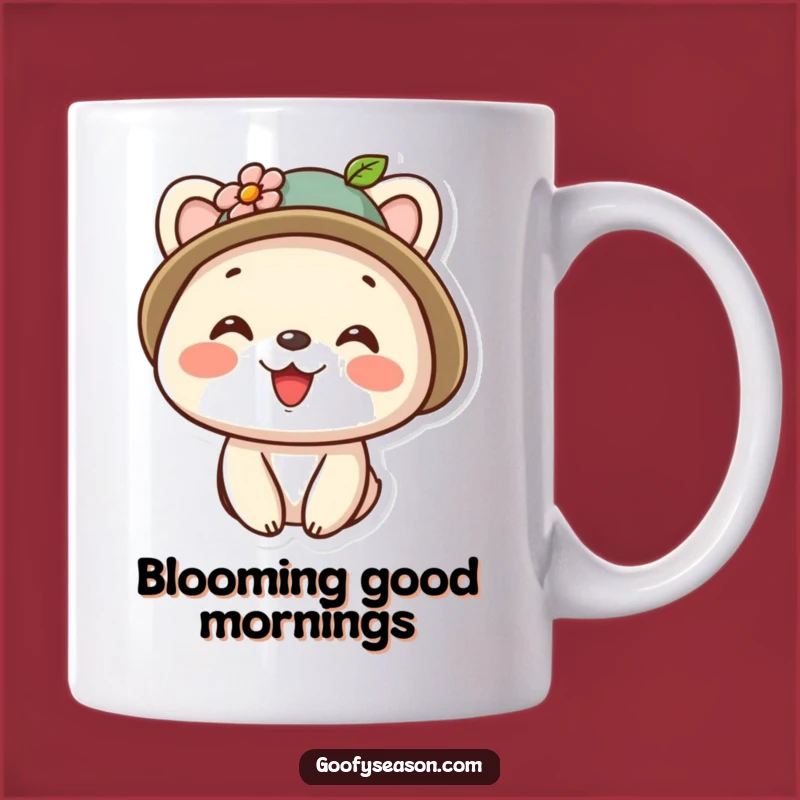 Funny Kawaii Floral Hat Animal Mug - Cheerful & Adorable Gift for Smiles