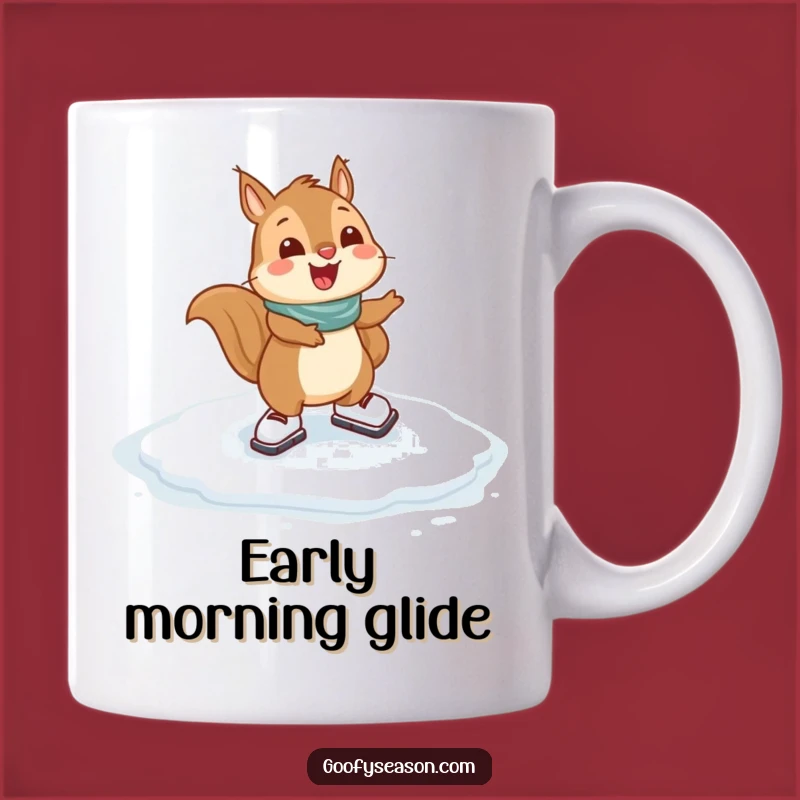 Funny Squirrel Skating Mug: Glide into Fun with Hilarious Winter Cheer