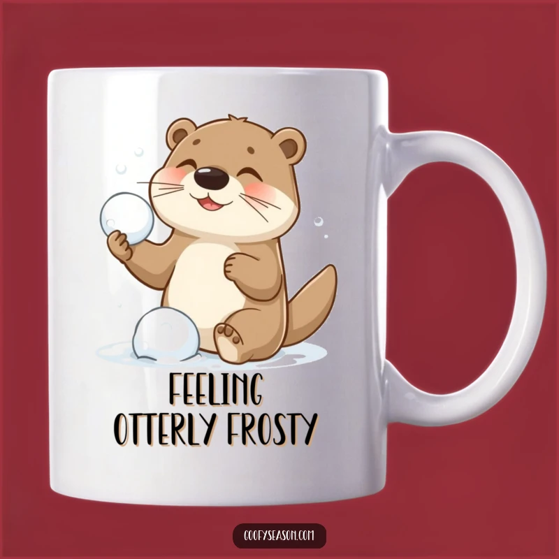 Funny Otter Snowball Fight Mug - Hilarious Arctic Fun for Coffee Lovers
