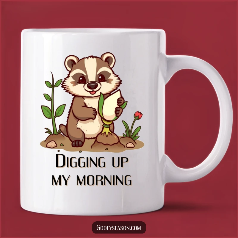 Funny Badger Gardener Mug - Determined Planting Humor Gift