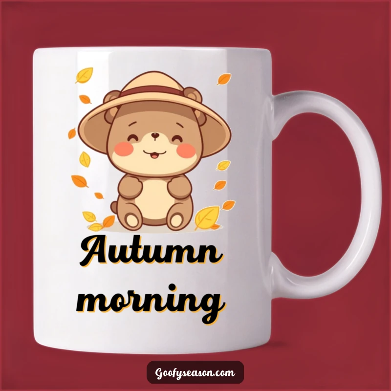 Funny Bear Leaf Catching Mug: Joyful Autumn Gift for Bear and Nature Lovers