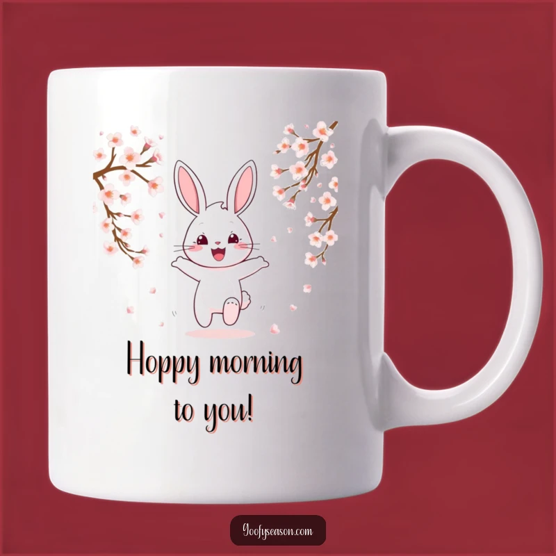 Funny Bunny Cherry Blossom Mug: Spring Joy, Perfect Funny Gift Idea