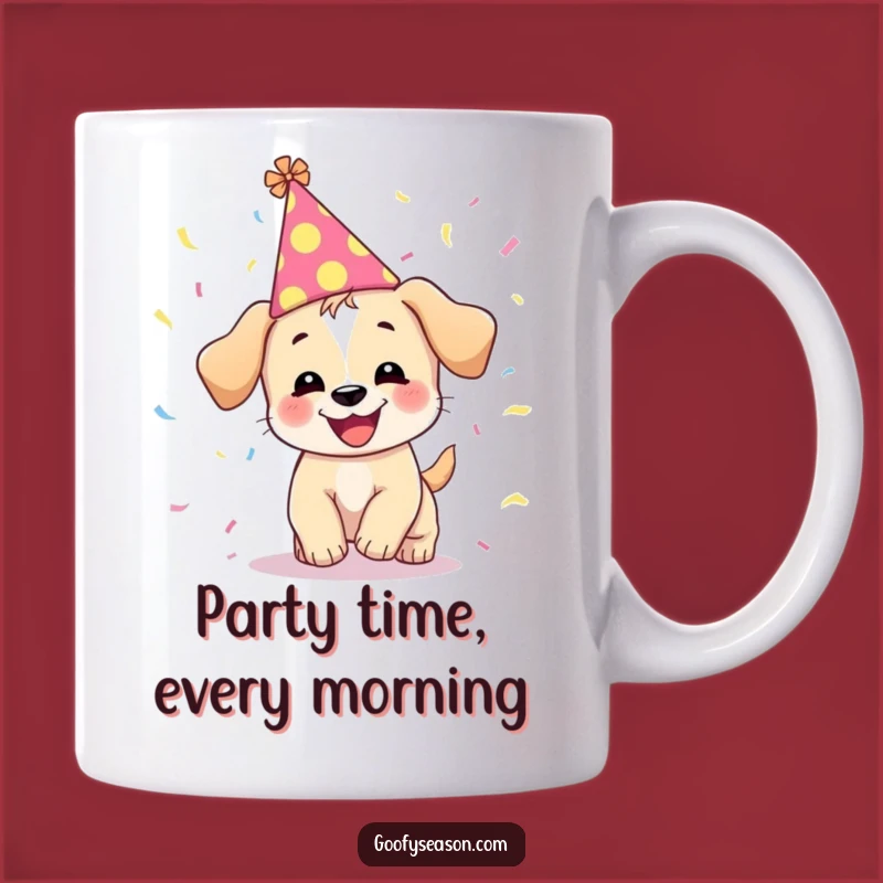 Funny Giggling Puppy Confetti Mug - Hilarious Celebration Gift Idea