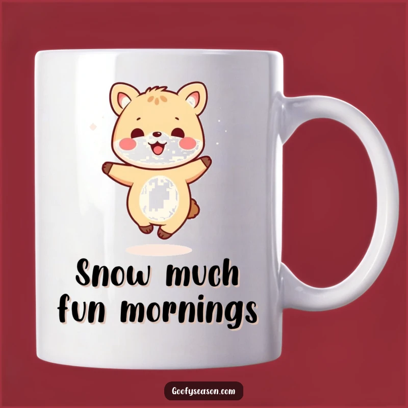 Funny Kawaii Dancing Animal Snowflake Mug - Perfect Winter Gift for Joyful Souls