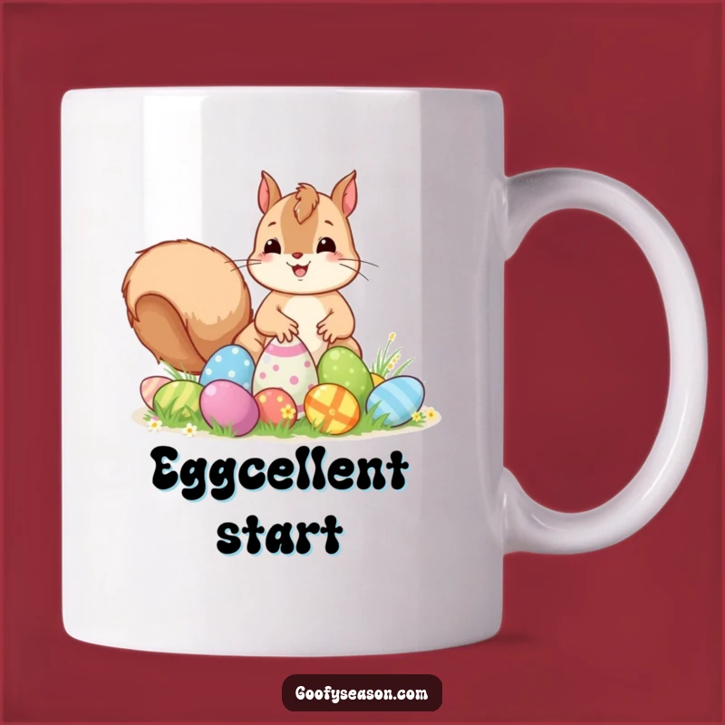 Funny Kawaii Easter Squirrel Mug - Excited Egg Hunt Gift