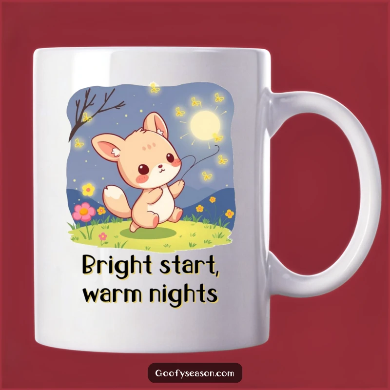 Funny Kawaii Firefly Chase Mug - Magical Summer Night Gift for Fun Lovers