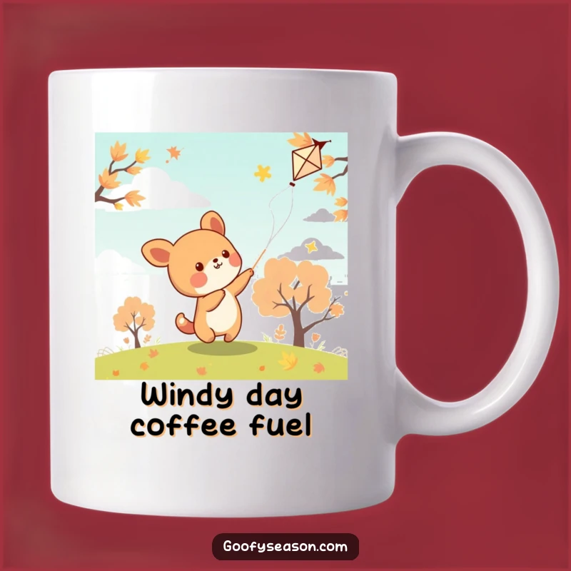 Funny Kawaii Kite Flyer Mug - Autumn Animal Fun, Perfect Funny Gift for Outdoorsy