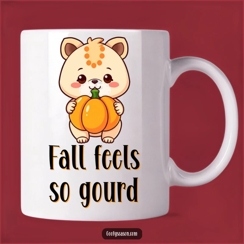 Funny Kawaii Pumpkin Pal Mug - Adorable Animal Character Grinning, Perfect Funny Gift