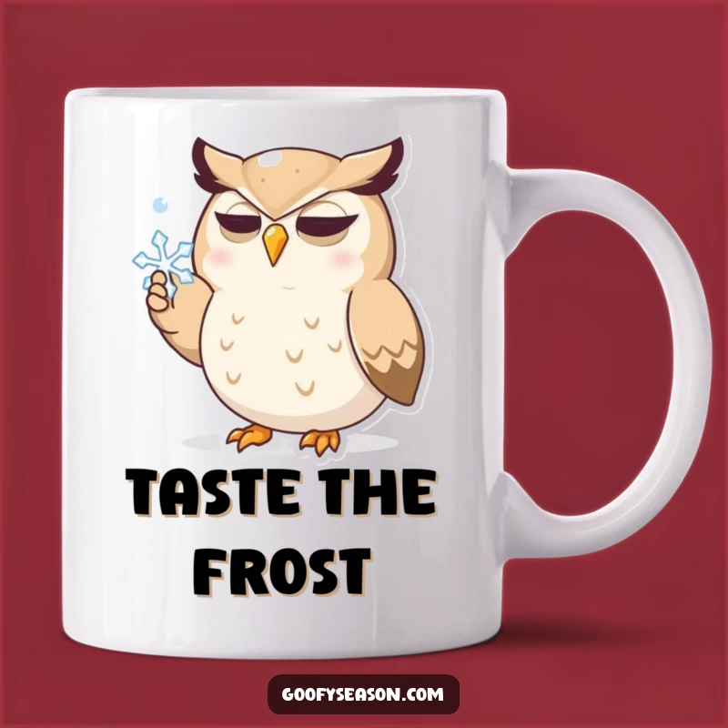 Funny Owl Catching Snowflake Mug - A Whimsical Winter Gift for Bird Lovers