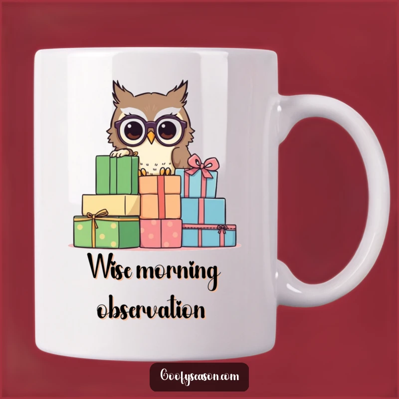 Funny Owl Spectacles Mug: Curious Character Peeking Presents, A Wise Funny Gift