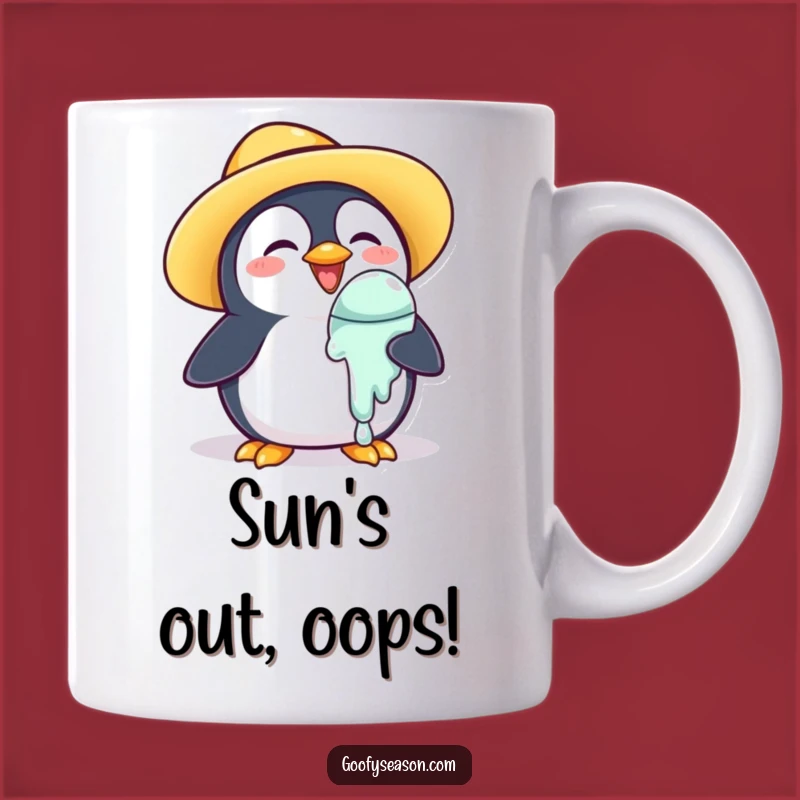 Funny Penguin Mug: Summer Ice Cream Mishap, Hilarious Hot Weather Gift