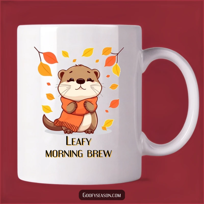 Funny Otter Mug: Autumn Leaf Watcher, Cozy Scarf Humorous Gift