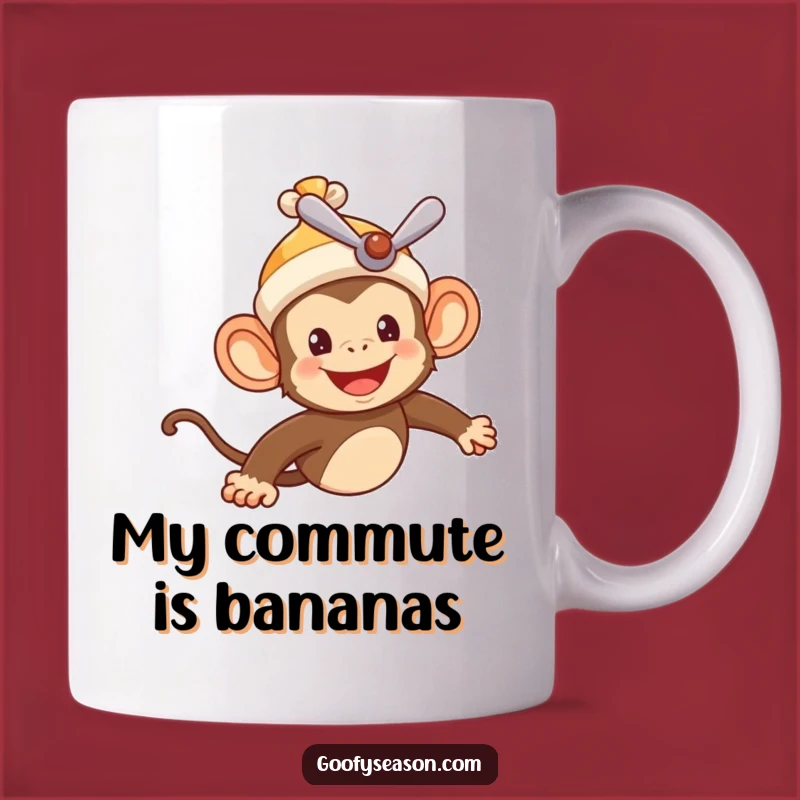 Funny Monkey Pilot Mug: Cheerful Character Flying in Summer Sky, Perfect Gift