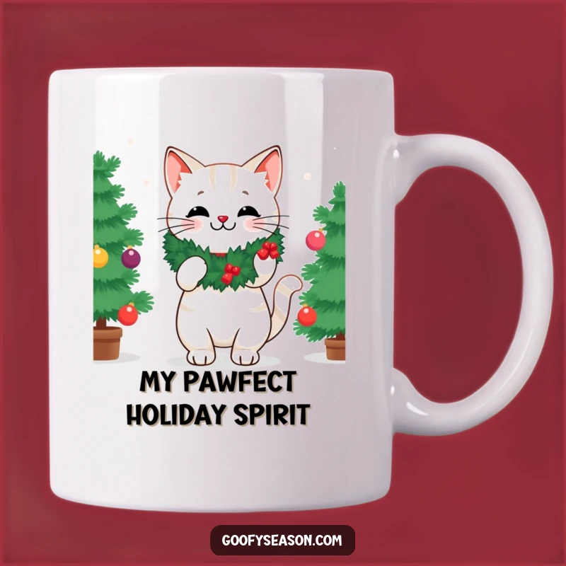 Funny Festive Cat Decorating Tree Mug - Perfect Holiday Humor Gift
