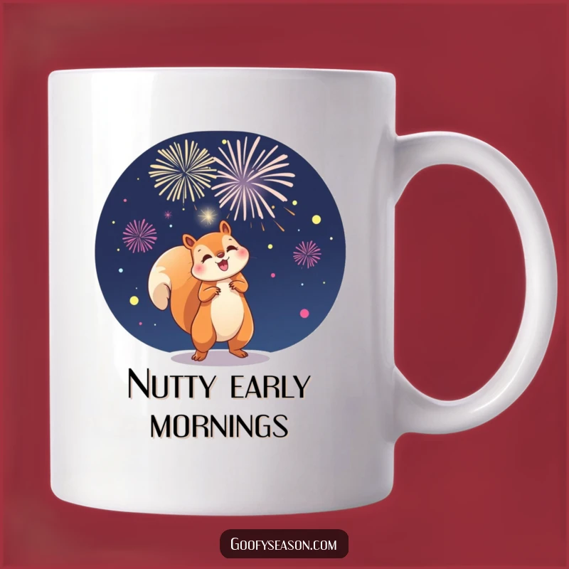 Funny Squirrel Fireworks Mug: Hilarious Night Sky Celebration Gift