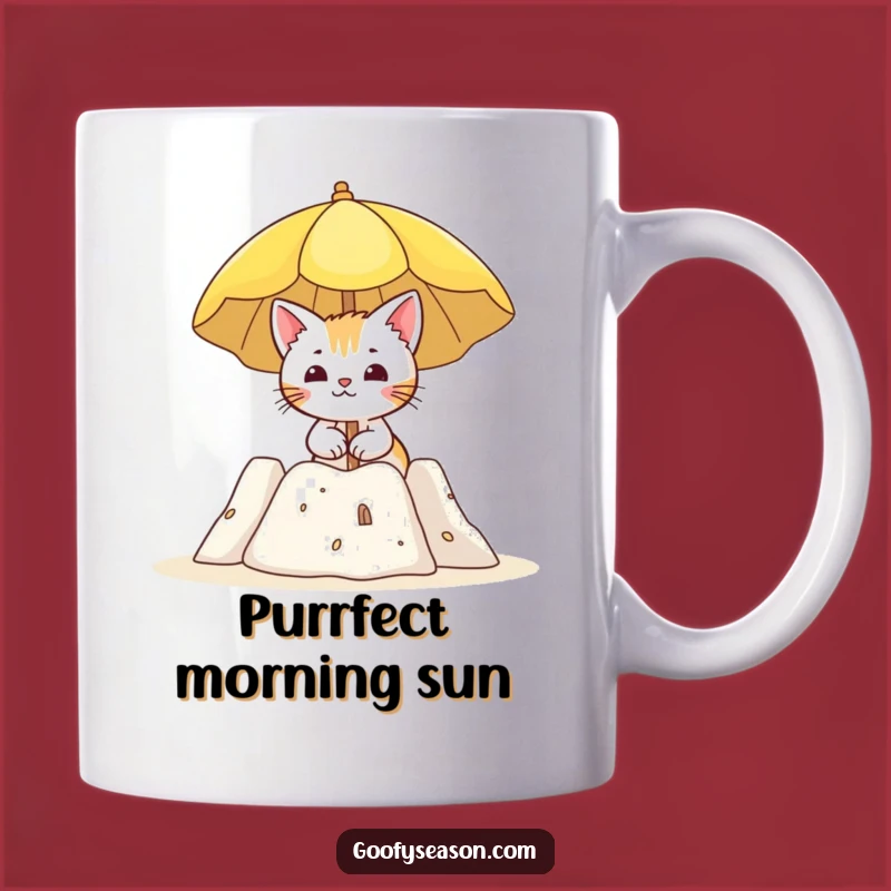 Funny Cat Beach Mug: Hilarious Sun Umbrella Sandcastle Gift