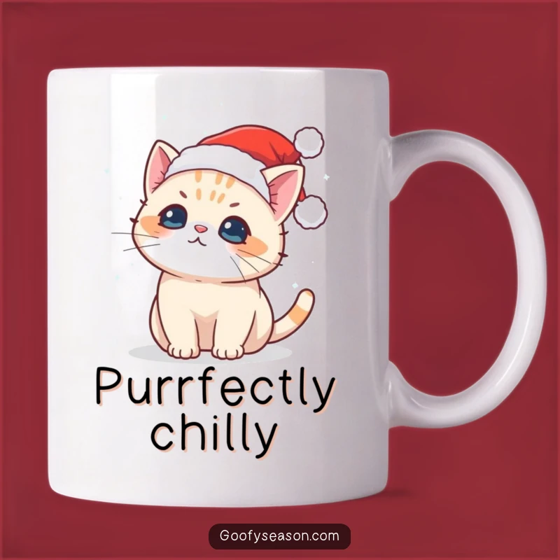 Funny Kawaii Cat Snowflake Mug: Cute Santa Cat Winter Humor Gift