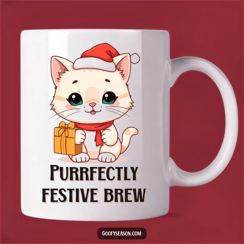 Funny Cat Santa Hat Mug: Spread Holiday Cheer with This Hilarious Gift