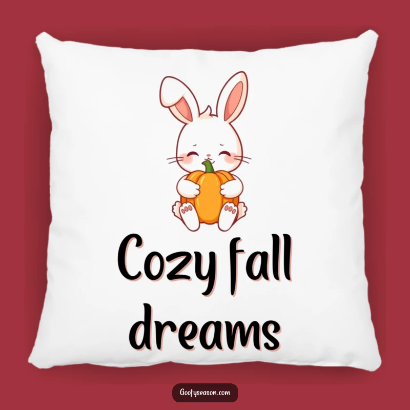 Funny Kawaii Autumn Bunny Pillow - Shy Pumpkin Smile Cozy Cushion Gift