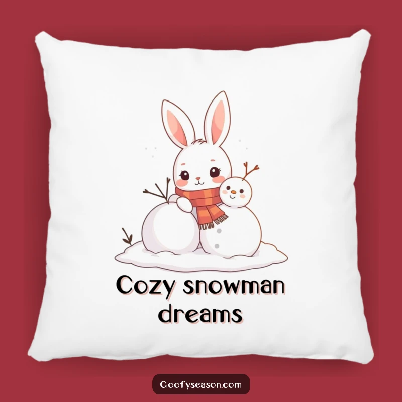Funny Bunny Snowman Pillow - Cozy Cushion with a Winter Character