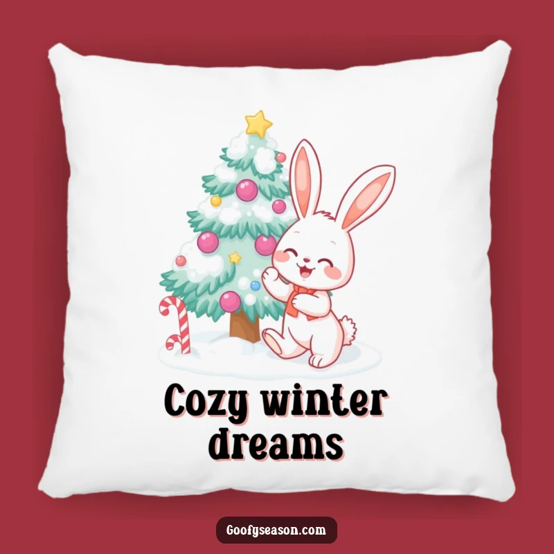 Funny Bunny Christmas Pillow - Cozy Up with Festive Winter Comfort