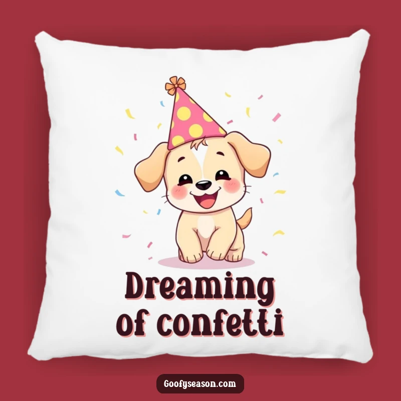 Funny Puppy Confetti Pillow - Cozy & Joyful Celebration Decor Gift