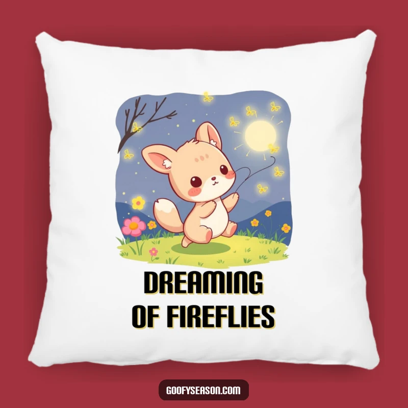Funny Kawaii Firefly Chase Pillow - Cozy Summer Night Accent Gift